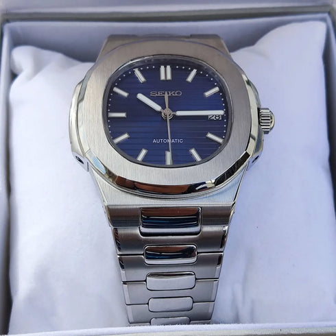 Seiko Mod Nautilus Blue
