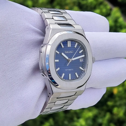Seiko Mod Nautilus Blue