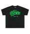 Sp5der Contrast Stitch Slub Tee Black/Green