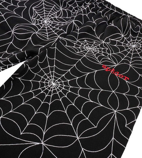 Sp5der Embroidered AOP Sweatpants Black