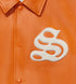 Sp5der Leather Varsity Jacket Orange