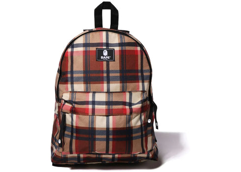 BAPE Check Daypack Backpack Red