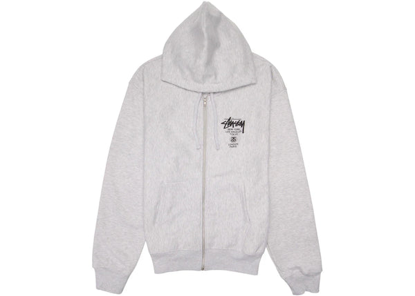 Stussy World Tour Zip Hoodie Ash Heather