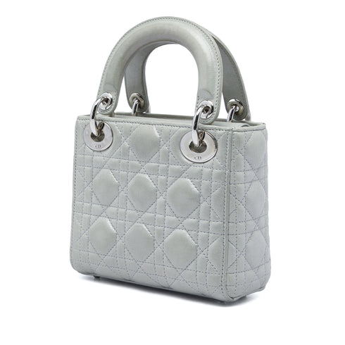 Lady Dior Chain Bag Cannage Quilt Iridescent Leather Mini