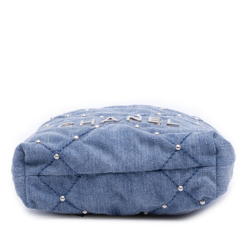 22 Chain Hobo Quilted Studded Denim Mini