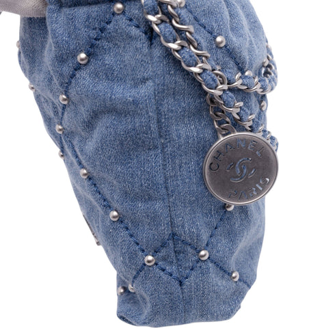 22 Chain Hobo Quilted Studded Denim Mini