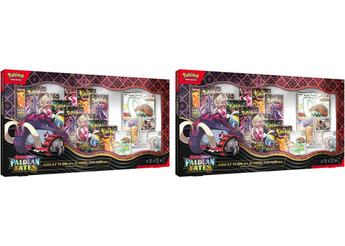 2025 Pokémon Scarlet & Violet Paldean Fates Great Tusk ex & Iron Treads ex Premium Collection Box 2x Lot