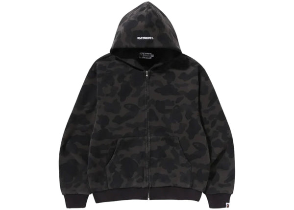BAPE 1st Camo Heavy Wash Cropped Fit Zip Hoodie Black