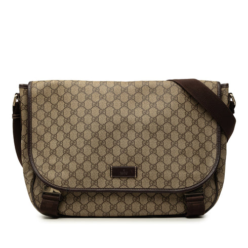 Double Buckle Messenger Bag GG Coated Canvas Large