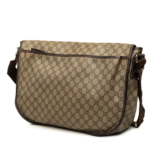 Double Buckle Messenger Bag GG Coated Canvas Large