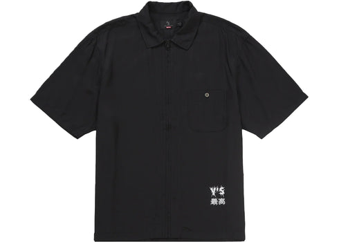 Supreme Y's by Yohji Yamamoto Silk Zip Up S/S Shirt Black