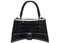 Balenciaga Hourglass Top Handle Crocodile Embossed XS Black