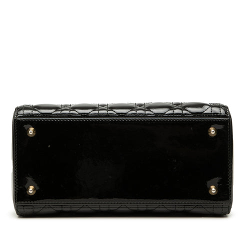 Lady Dior Bag Cannage Quilt Patent Medium