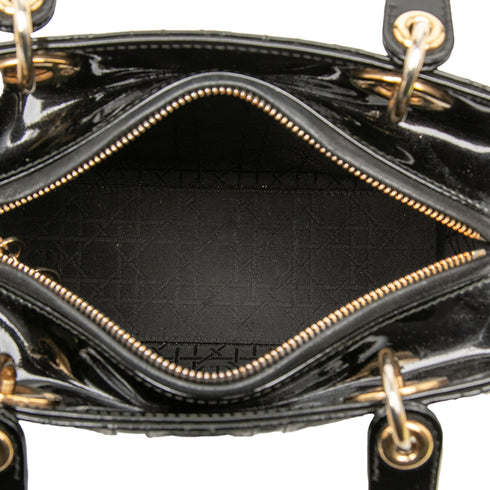Lady Dior Bag Cannage Quilt Patent Medium