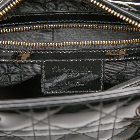 Lady Dior Bag Cannage Quilt Patent Medium