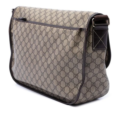 Double Buckle Messenger Bag GG Coated Canvas Large