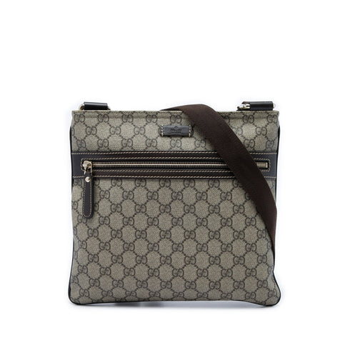 Front Zip Flat Messenger Bag GG Coated Canvas Medium