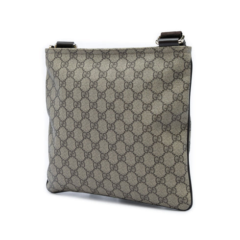 Front Zip Flat Messenger Bag GG Coated Canvas Medium