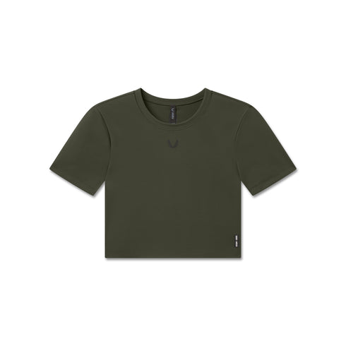 W019. LYCRA® Cropped Tee - Olive