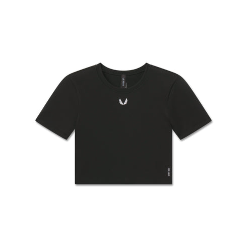 W019. LYCRA® Cropped Tee - Black