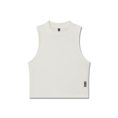 W023. LYCRA® Ribbed Mockneck Tank - Ivory Cream
