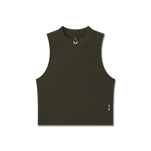 W023. LYCRA® Ribbed Mockneck Tank - Olive