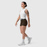 W027. LYCRA® Ribbed Short - Dark Earth