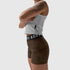 W027. LYCRA® Ribbed Short - Dark Earth