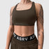 W039. LYCRA® Hybrid Sports Bra - Dark Earth