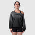 W049. Raw Hem Oversized Crewneck - Black Sun Fade