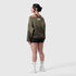 W049. Raw Hem Oversized Crewneck - Olive Sun Fade