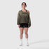 W049. Raw Hem Oversized Crewneck - Olive Sun Fade