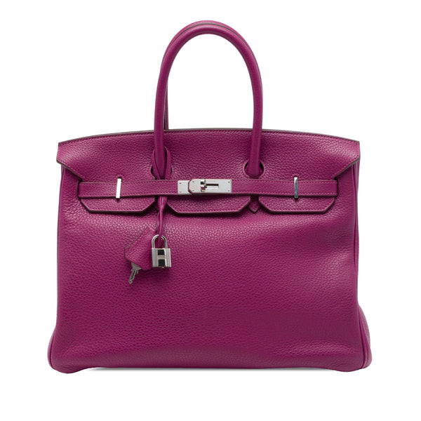 Birkin Handbag Purple Clemence with Palladium Hardware 35