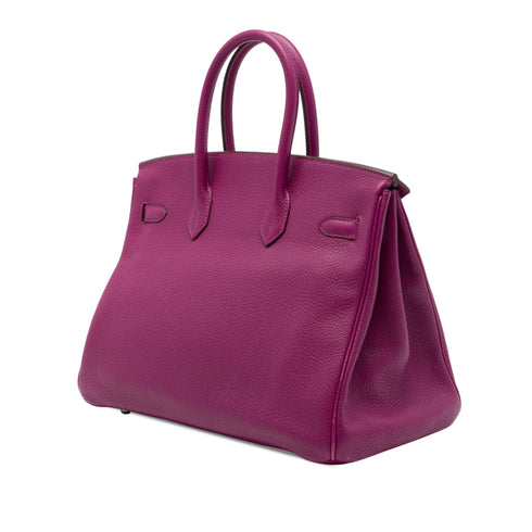 Birkin Handbag Purple Clemence with Palladium Hardware 35
