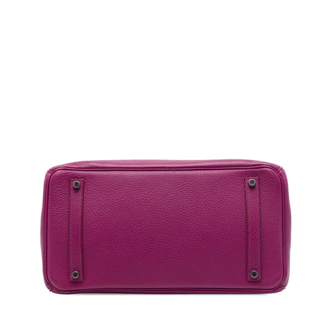 Birkin Handbag Purple Clemence with Palladium Hardware 35
