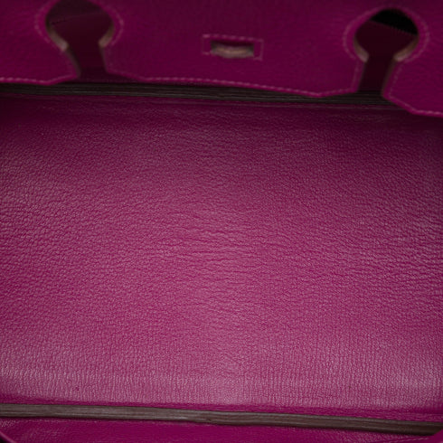 Birkin Handbag Purple Clemence with Palladium Hardware 35