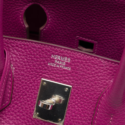 Birkin Handbag Purple Clemence with Palladium Hardware 35