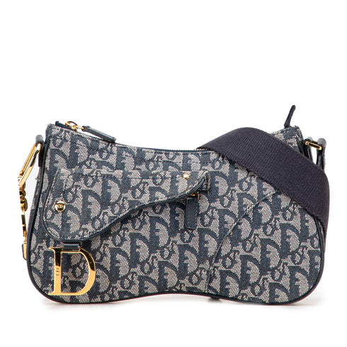 Vintage Double Saddle Bag Diorissimo Canvas