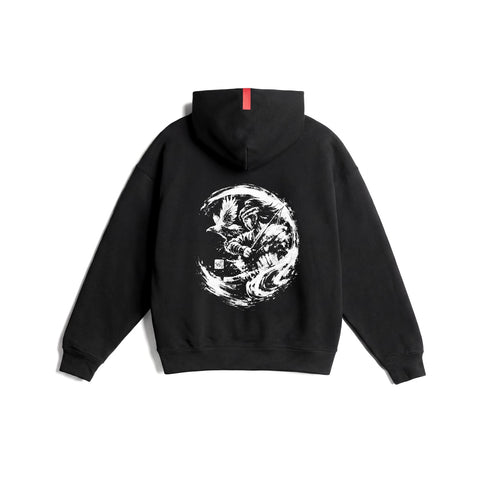 0874. Tech-Terry™ Zip Hoodie - Black "Warrior"