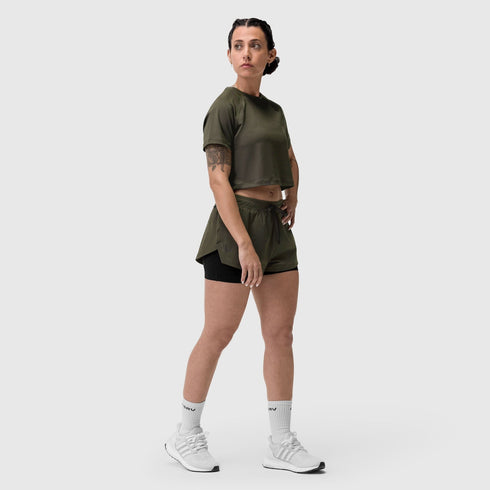 W018. AeroSilver® Cropped Tee - Olive
