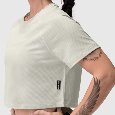 W018. AeroSilver® Cropped Tee - Ivory Cream