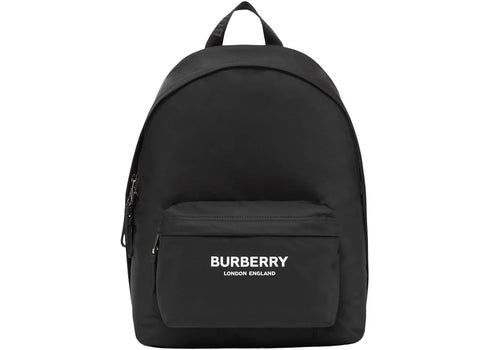 Burberry Logo Print Nylon Backpack Black