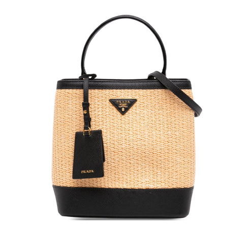 Panier Bucket Bag Straw and Leather Medium