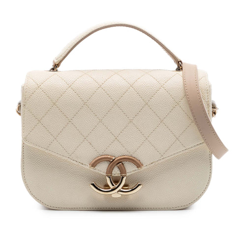 Thread Around Flap Bag Quilted Caviar Small