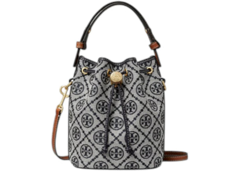 Tory Burch T Monogram Mini Bucket Bag Navy