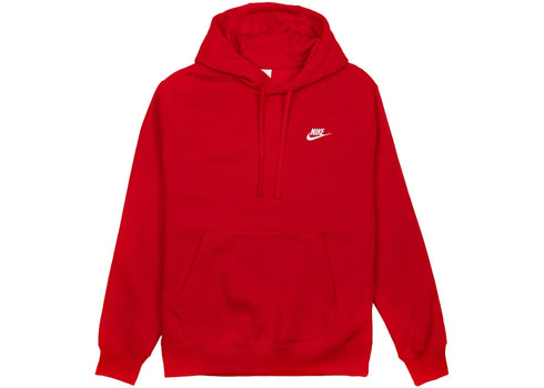 Nike Sportswear Club Fleece Pullover Hoodie Red/White