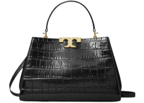 Tory Burch Eleanor Croc Embossed Satchel Bag Black