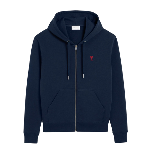 Hoodie Zippe Ami De Coeur Rouge Bleu en Coton
