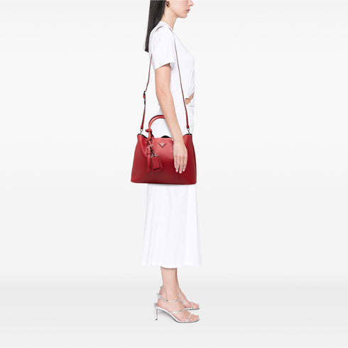 Belted Strap Cuir Double Tote Saffiano Leather Medium