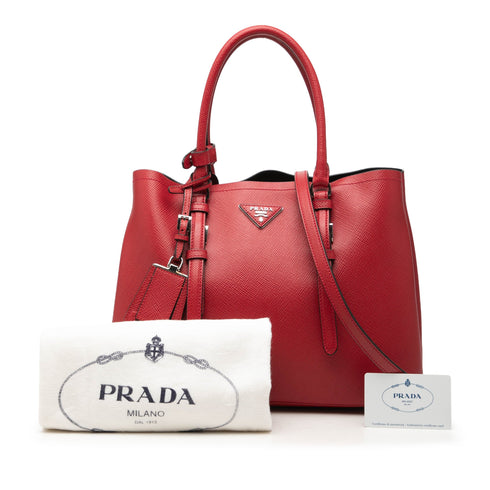 Belted Strap Cuir Double Tote Saffiano Leather Medium